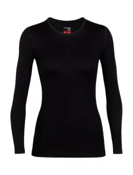 T-shirt Femme 260 Tech Ls Crewe Noir - Tee Shirt Ml | Icebreaker
