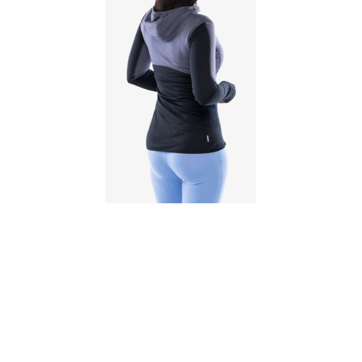 Merino Icebreaker 200 Realfleece Descender LS ZIP H GRAPHITE/Noir Femme