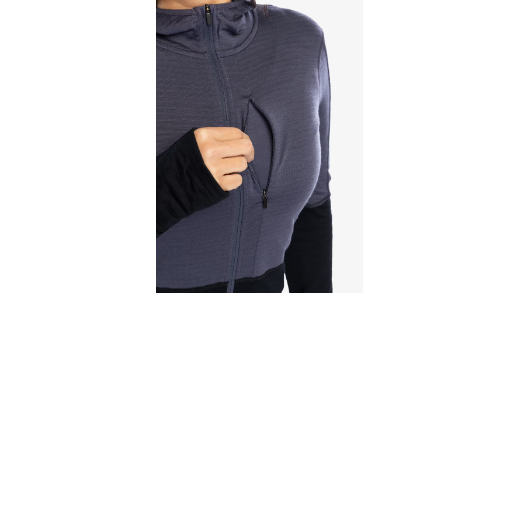 Merino Icebreaker 200 Realfleece Descender LS ZIP H GRAPHITE/Noir Femme