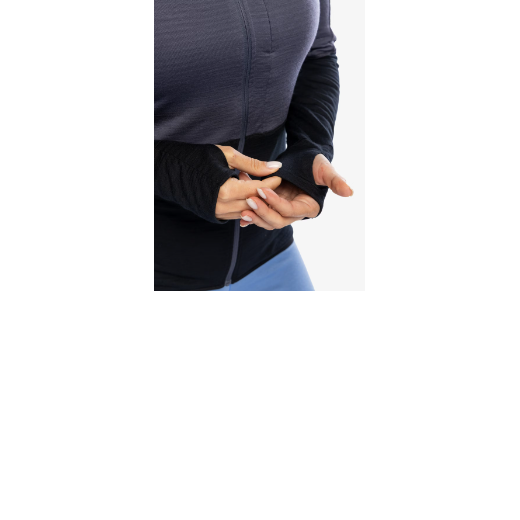 Merino Icebreaker 200 Realfleece Descender LS ZIP H GRAPHITE/Noir Femme