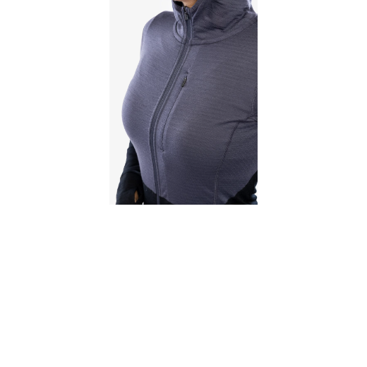 Merino Icebreaker 200 Realfleece Descender LS ZIP H GRAPHITE/Noir Femme