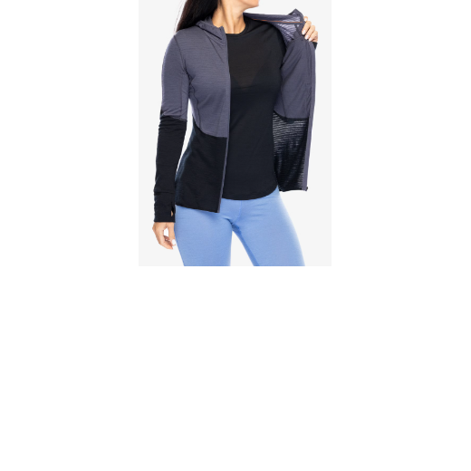 Merino Icebreaker 200 Realfleece Descender LS ZIP H GRAPHITE/Noir Femme
