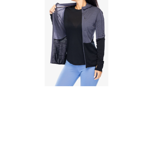 Merino Icebreaker 200 Realfleece Descender LS ZIP H GRAPHITE/Noir Femme
