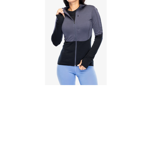 Merino Icebreaker 200 Realfleece Descender LS ZIP H GRAPHITE/Noir Femme