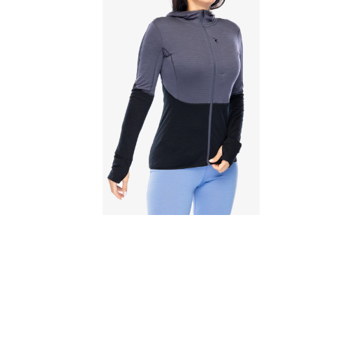 Merino Icebreaker 200 Realfleece Descender LS ZIP H GRAPHITE/Noir Femme