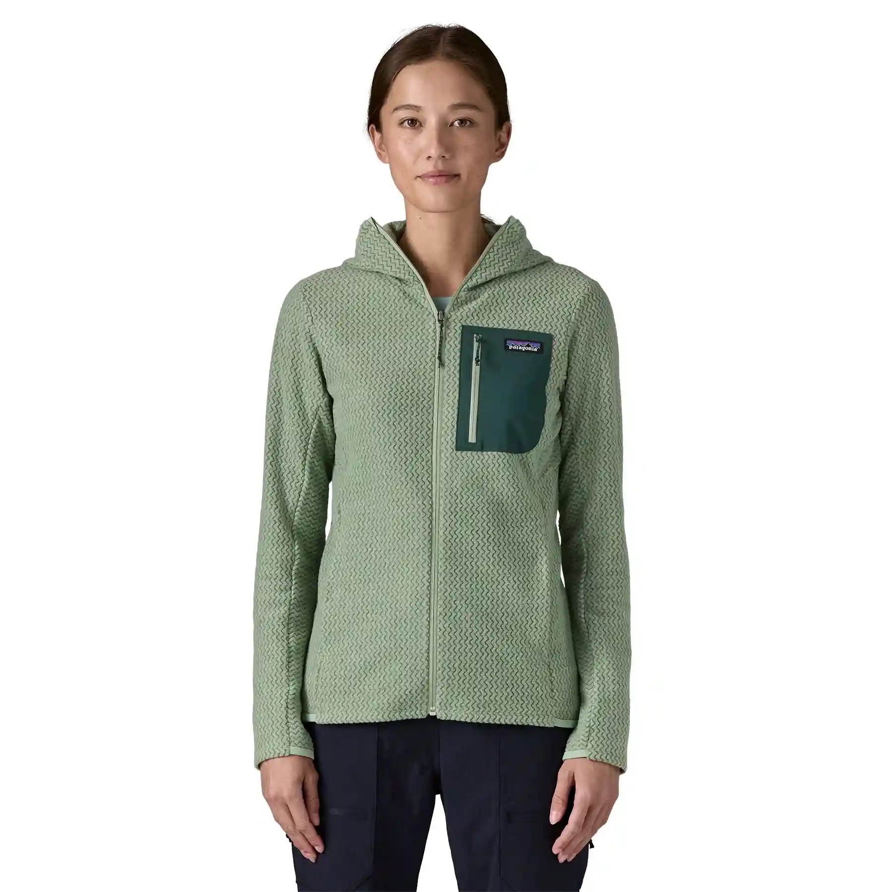 Veste Polaire A Capuche Femme R1 Air Ellwood Green | Patagonia