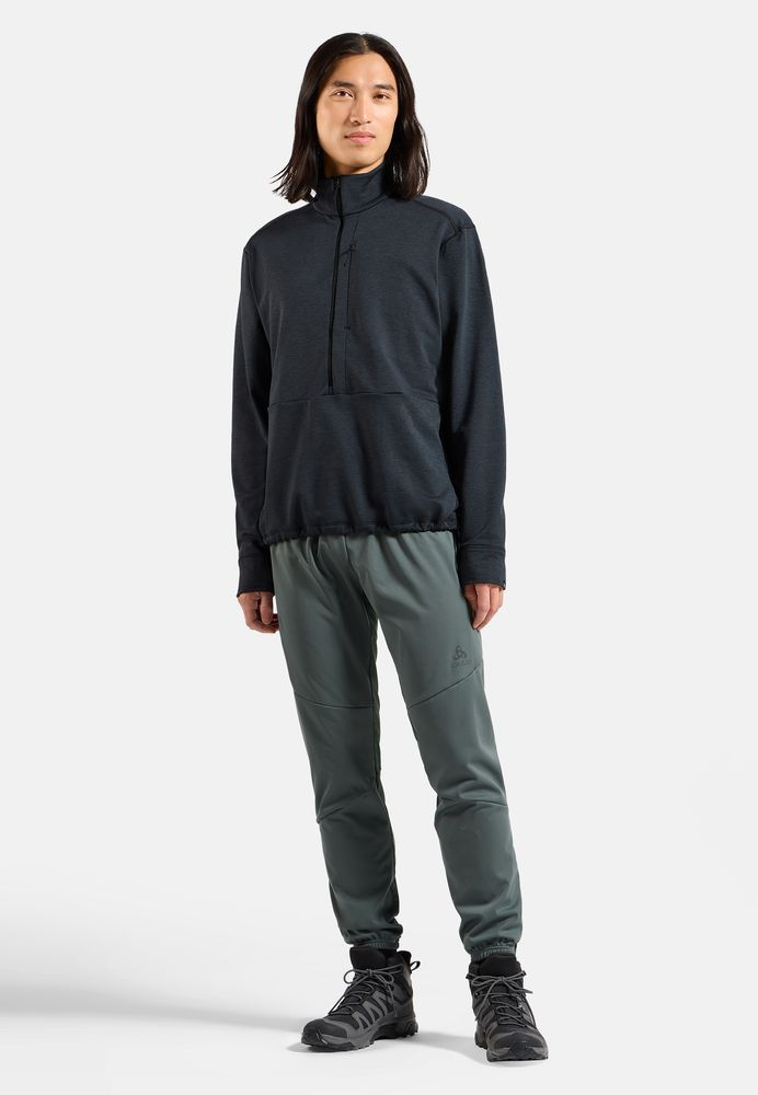 Polaire Grid Fleece 1/2 Zip Black Melange