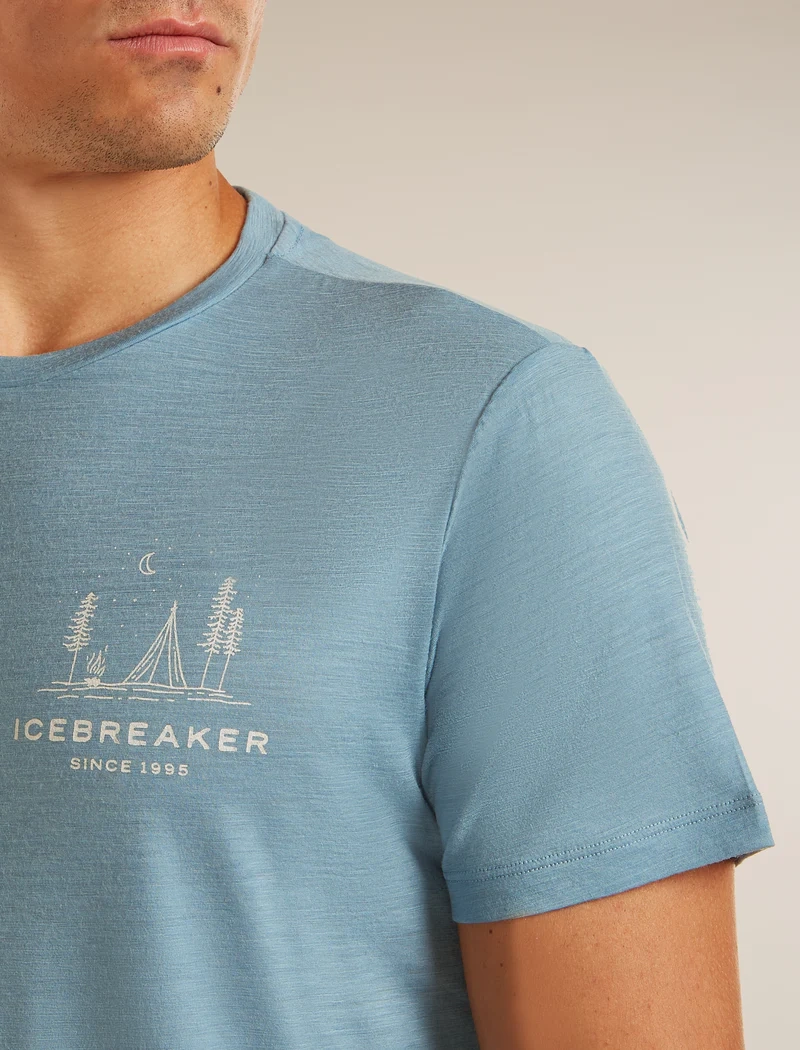 M Mer 150 Tech Lite Ss T-shirt Peaceful Pass Flint Blue - Tee Shirt Mc