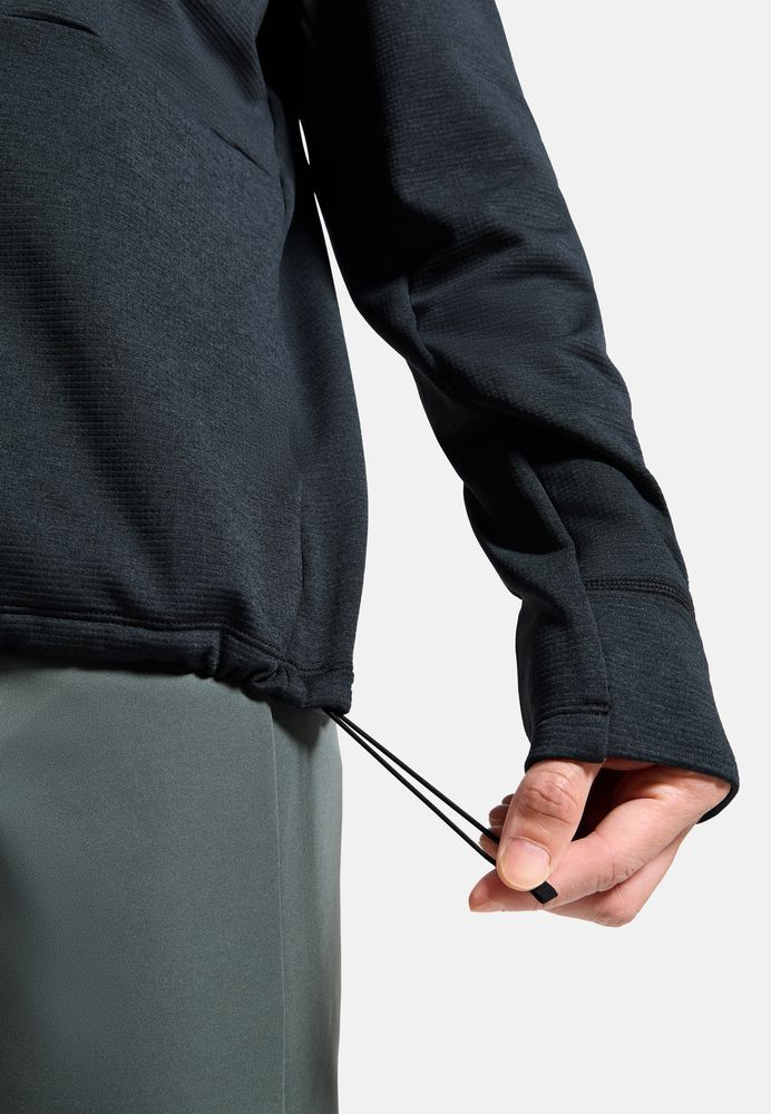 Polaire Grid Fleece 1/2 Zip Black Melange