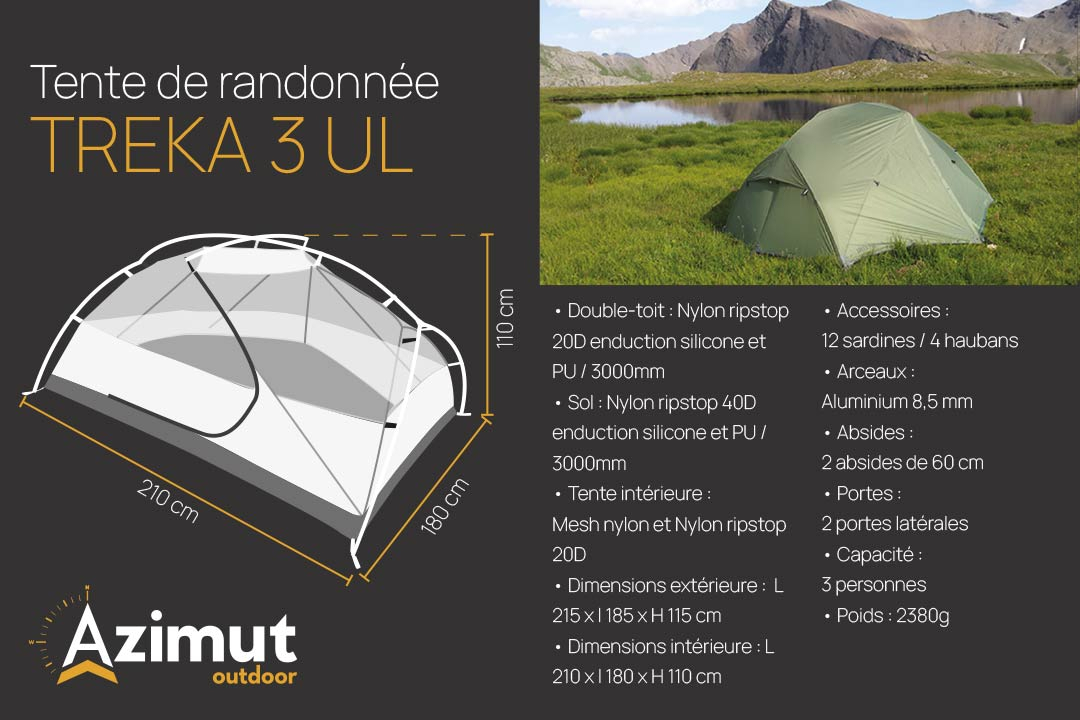 Treka 3 Ul Tente Randonnée 3 Places - Tente | Azimut Outdoor