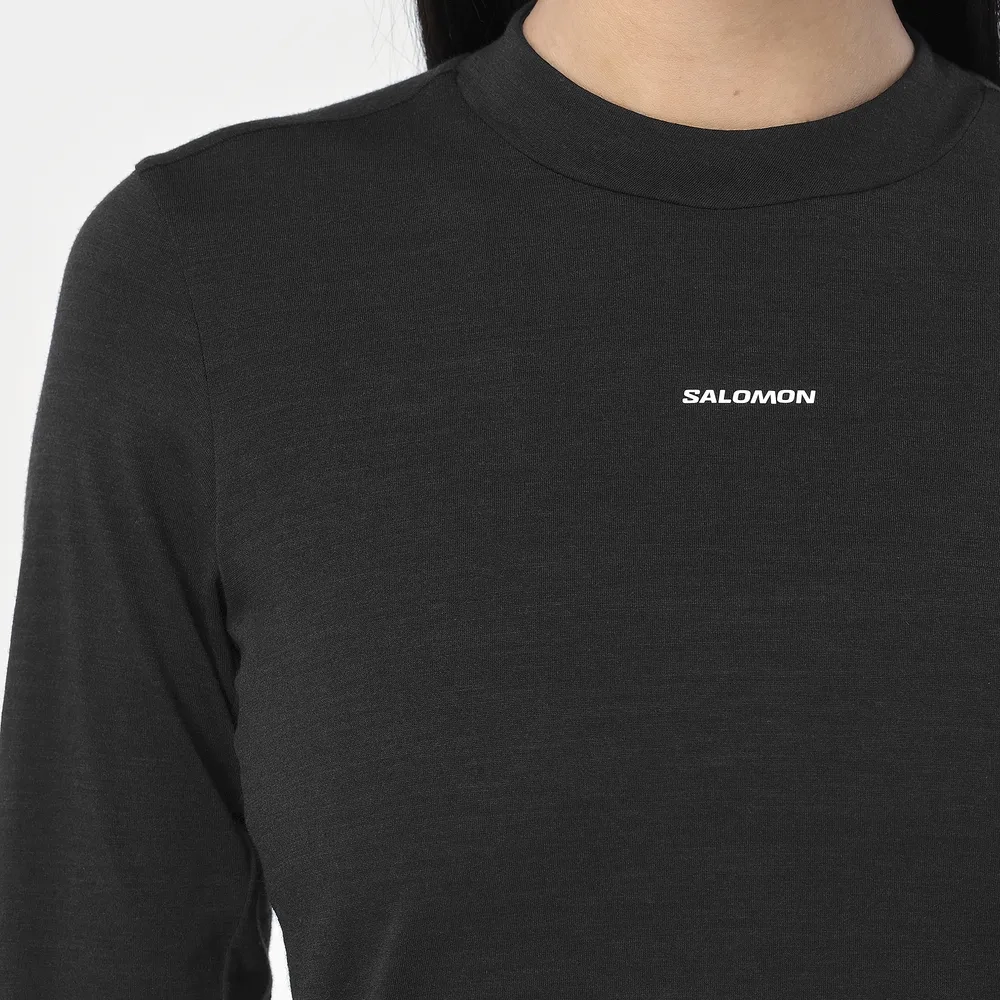 T-Shirt Femme Sense Merino Deep Black - Tee Shirt Ml | Salomon