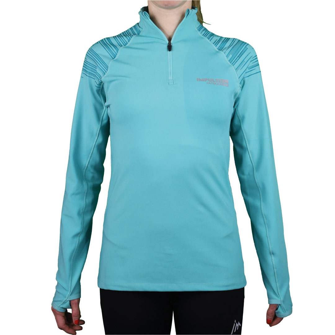 Ladies Fleece 1/2 Zip Top Trail+ Turquoise | Impulse Outdoor