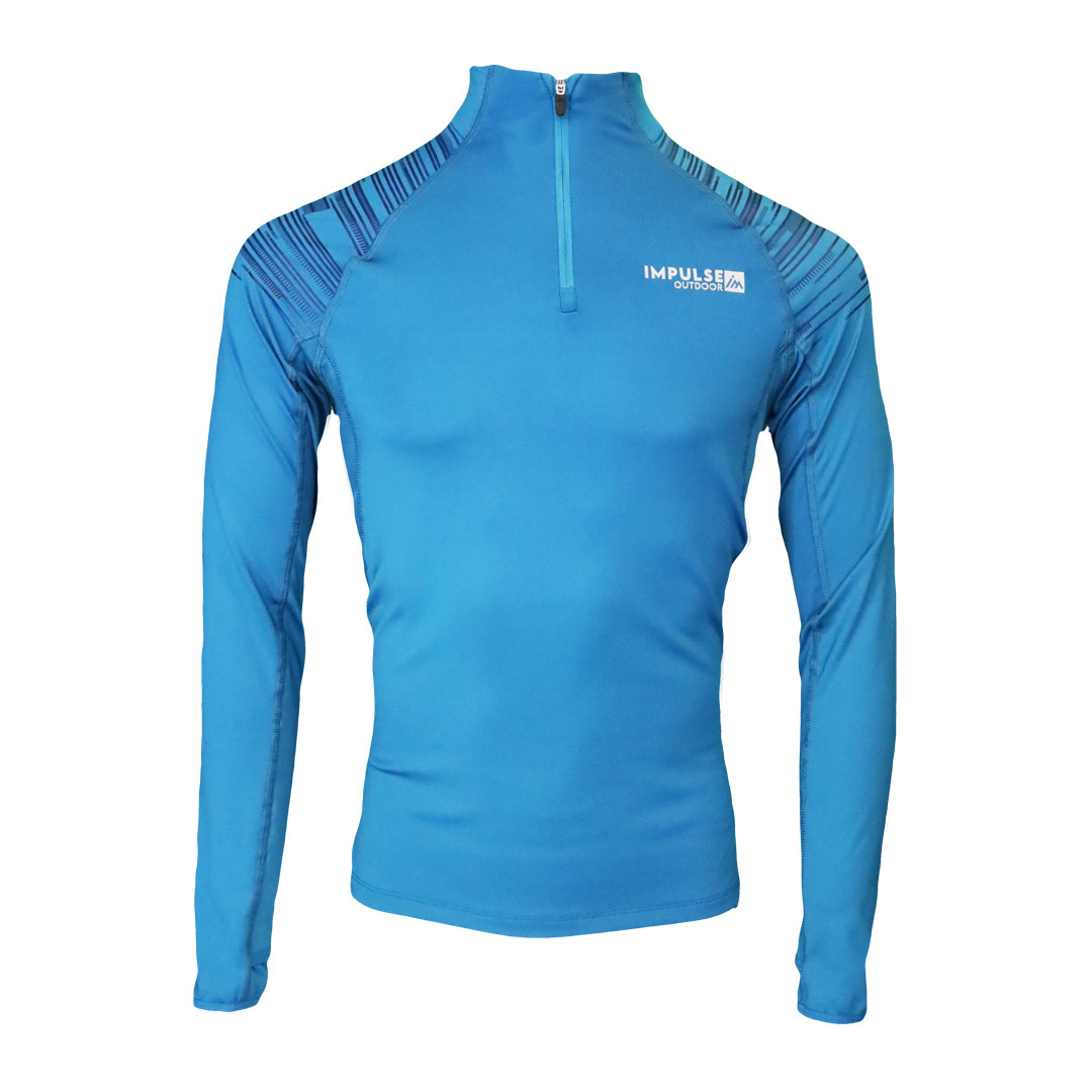 Men Fleece 1/2 Zip Top Trail+ Aqua Marine | Impulse Outdoor