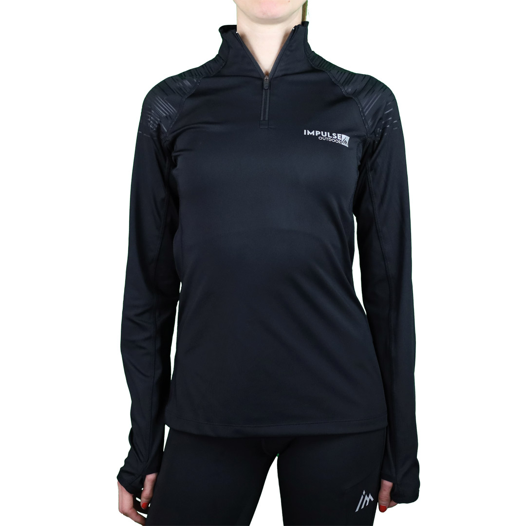Ladies Fleece 1/2 Zip Top Trail+ Black | Impulse Outdoor