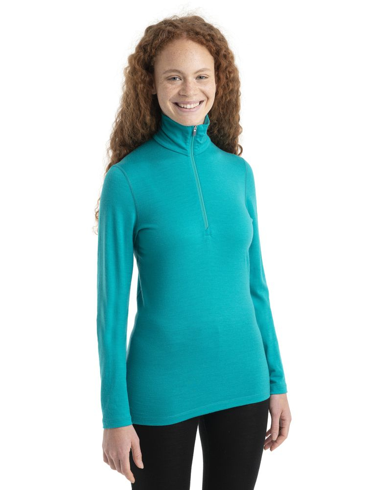 T-shirt Femme 200 Oasis Ls Half Zip Flux Green | Icebreaker