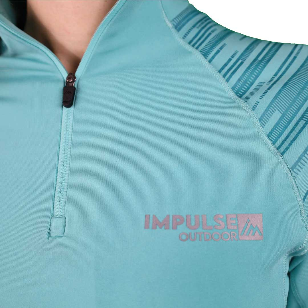 Ladies Fleece 1/2 Zip Top Trail+ Turquoise | Impulse Outdoor