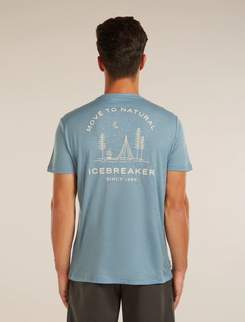 M Mer 150 Tech Lite Ss T-shirt Peaceful Pass Flint Blue - Tee Shirt Mc