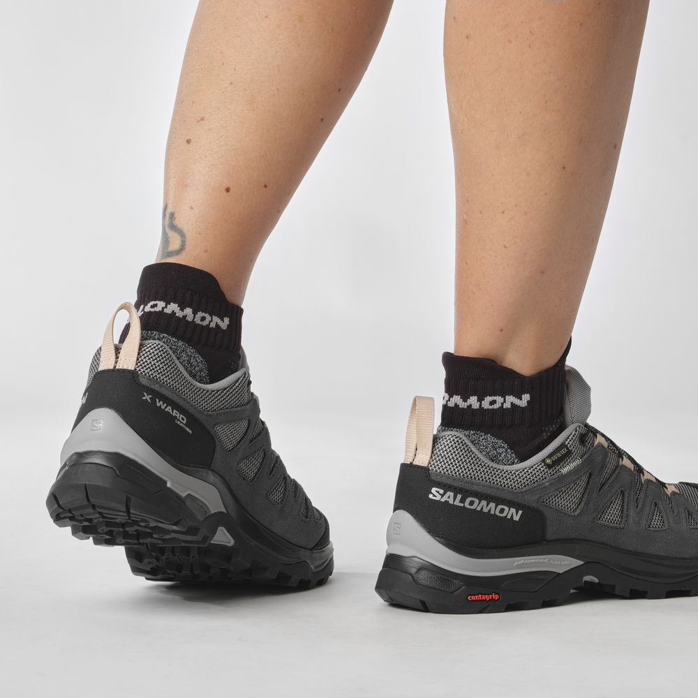 X Ward Leather Gtx Femme Vintage Gull / Black / Ebony | Salomon