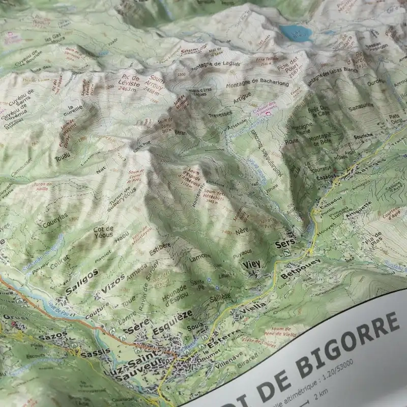 Carte En Relief Pic Du Midi Bigorre | Deniveles Editions