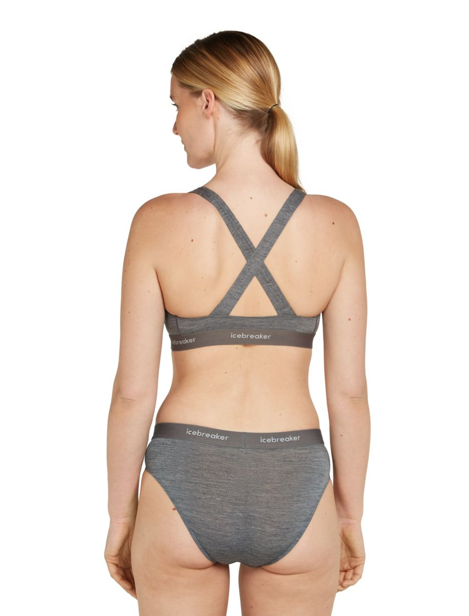 W Mer 125 Cool-lite Sprite Racerback Bra Gristone Heather | Icebreaker
