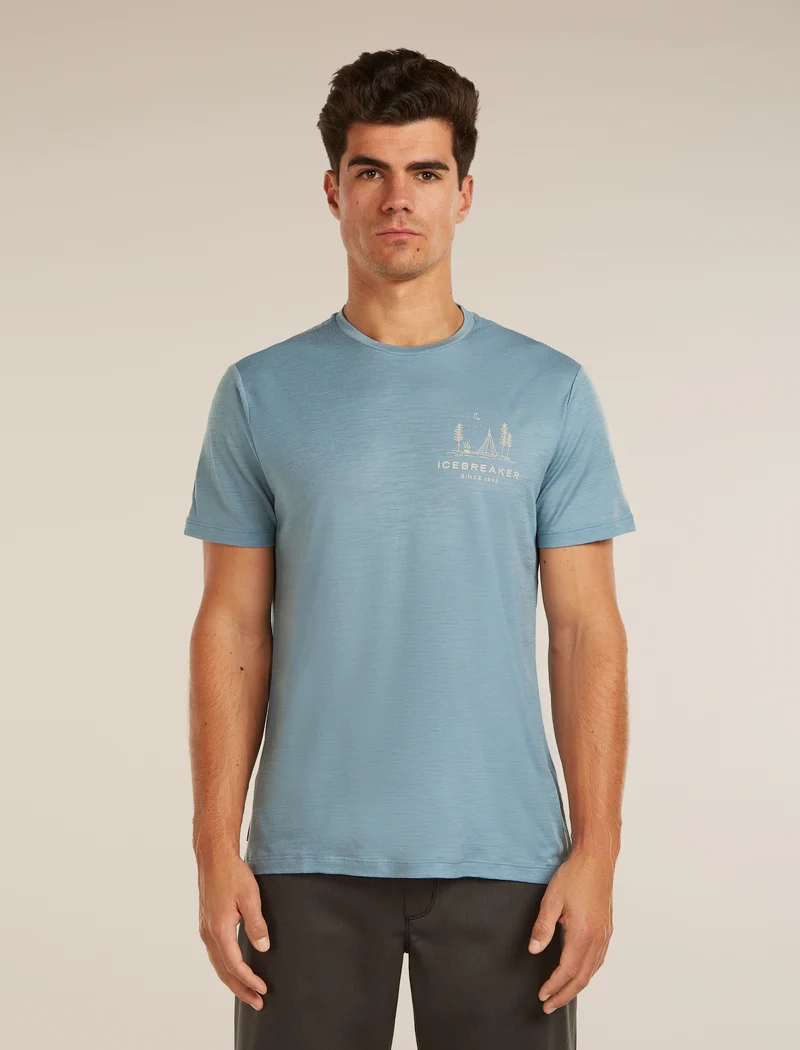 M Mer 150 Tech Lite Ss T-shirt Peaceful Pass Flint Blue - Tee Shirt Mc