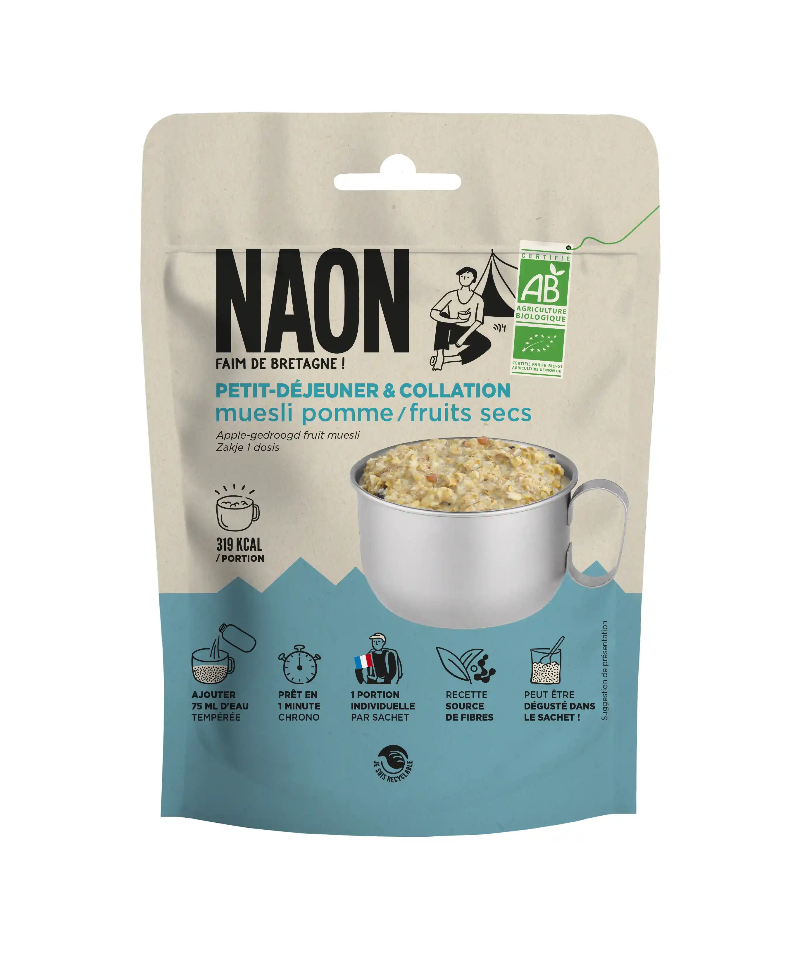 Muesli Pomme Fruits Secs - Repas Lyophilise | Naon