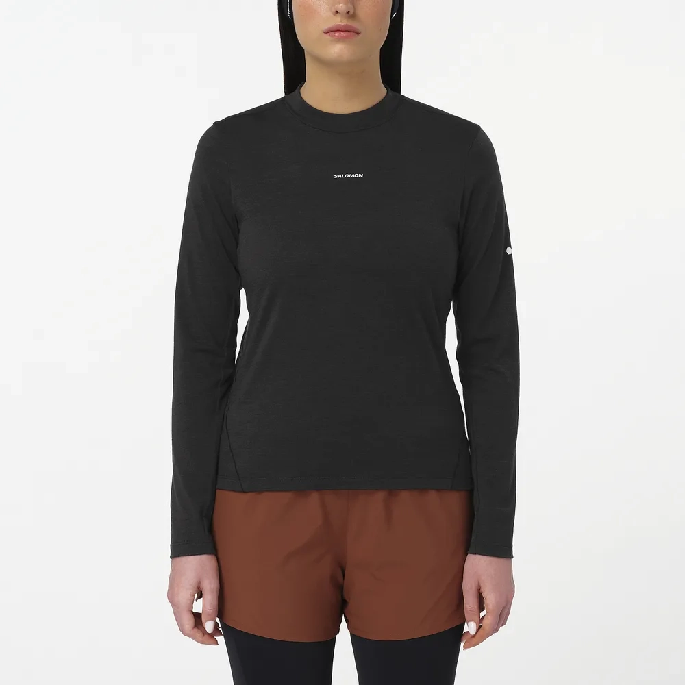 T-Shirt Femme Sense Merino Deep Black - Tee Shirt Ml | Salomon