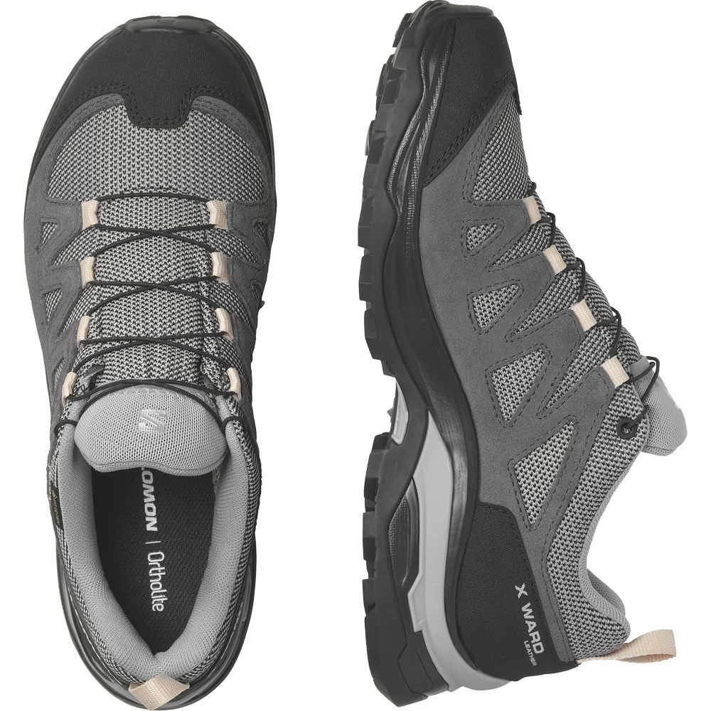 X Ward Leather Gtx Femme Vintage Gull / Black / Ebony | Salomon