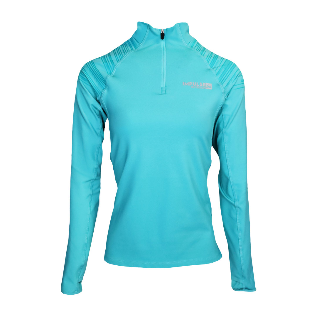 Ladies Fleece 1/2 Zip Top Trail+ Turquoise | Impulse Outdoor