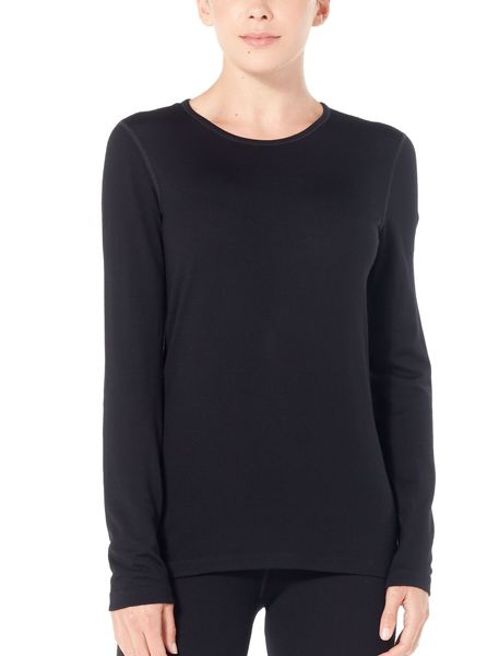 T-shirt Femme 260 Tech Ls Crewe Noir - Tee Shirt Ml | Icebreaker