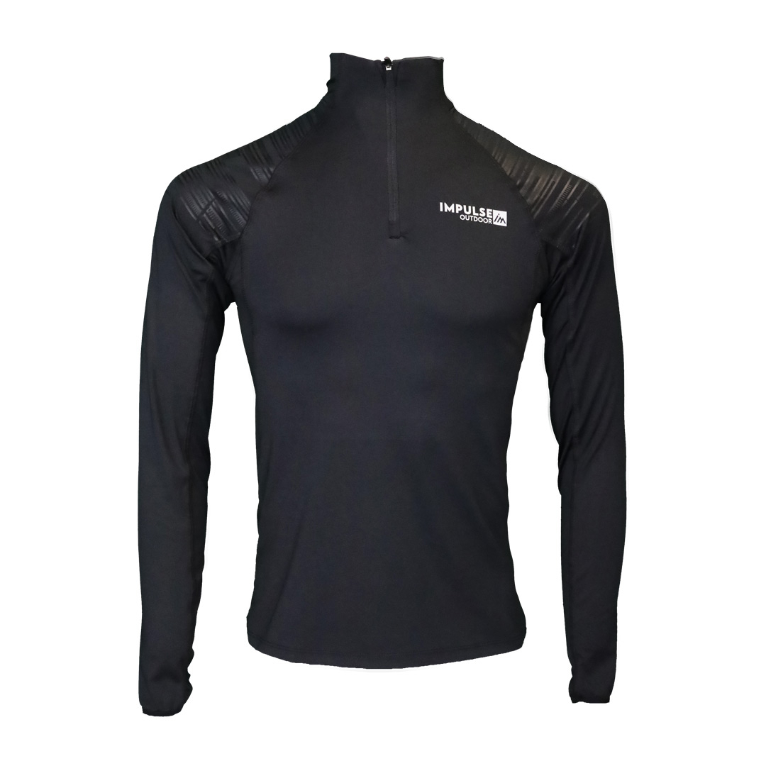 Men Fleece 1/2 Zip Top Trail+ Black - Tee Shirt Ml | Impulse Outdoor