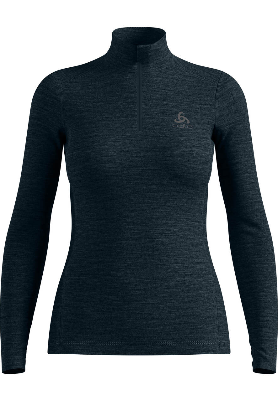 T-Shirt Femme Merino 200 1/2 Zip Dark Sapphire - Tee Shirt Ml | Odlo