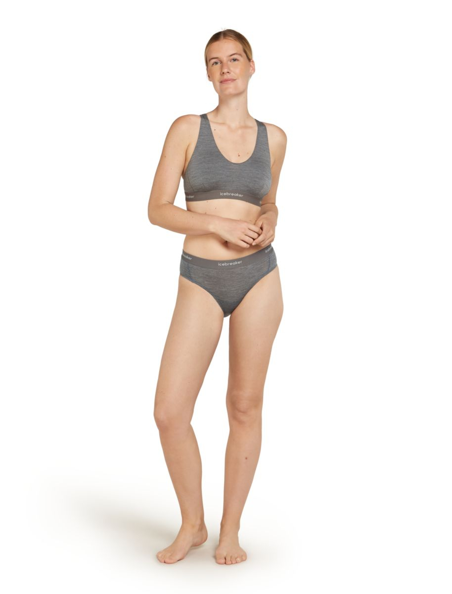 W Mer 125 Cool-lite Sprite Racerback Bra Gristone Heather | Icebreaker