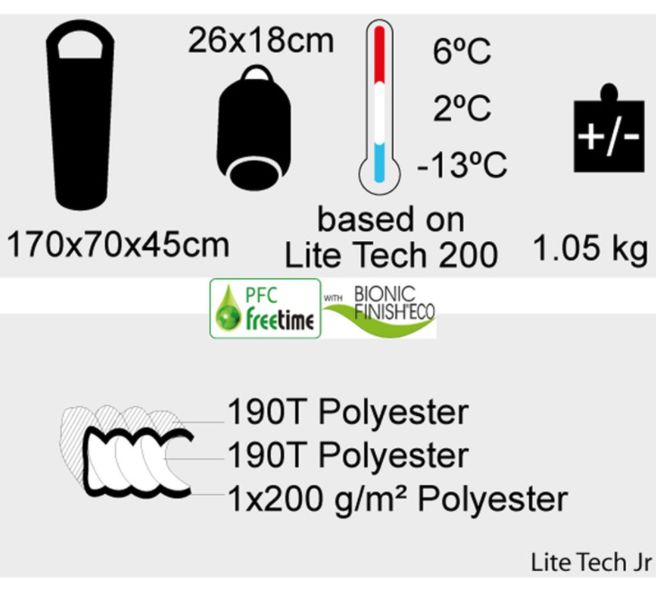 Lite Tech Junior 6/2 Pfc - Zip Gauche - Sac De Couchage | Freetime