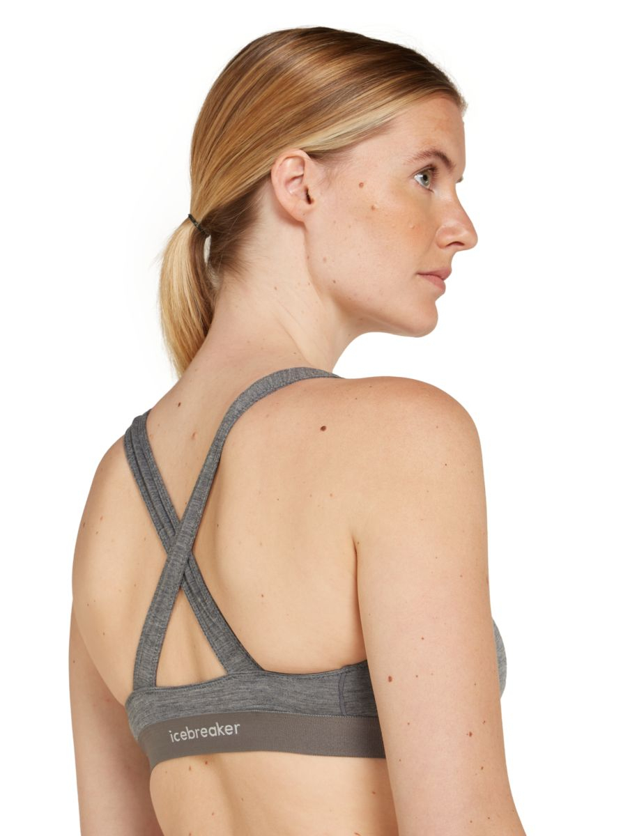 W Mer 125 Cool-lite Sprite Racerback Bra Gristone Heather | Icebreaker