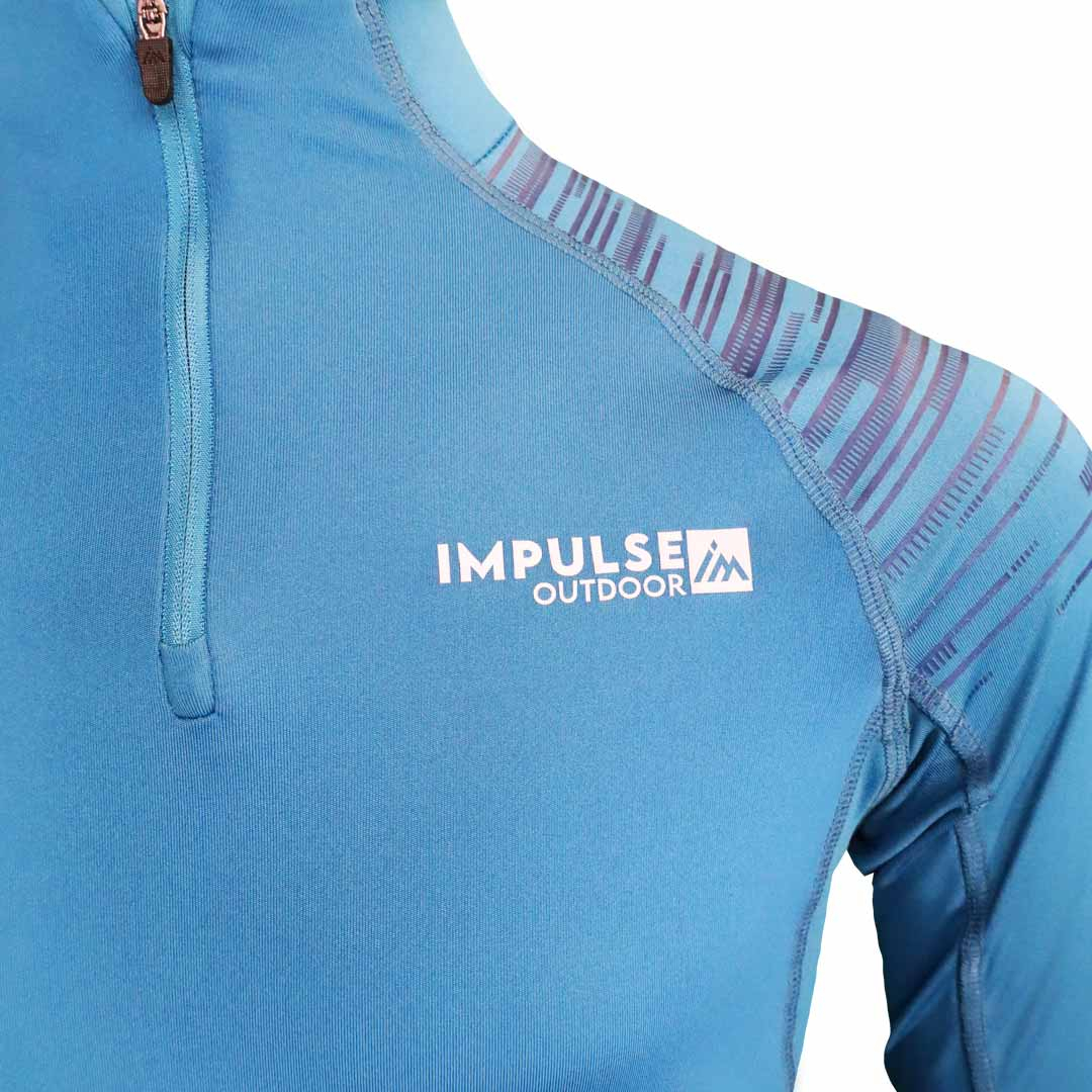 Men Fleece 1/2 Zip Top Trail+ Aqua Marine | Impulse Outdoor