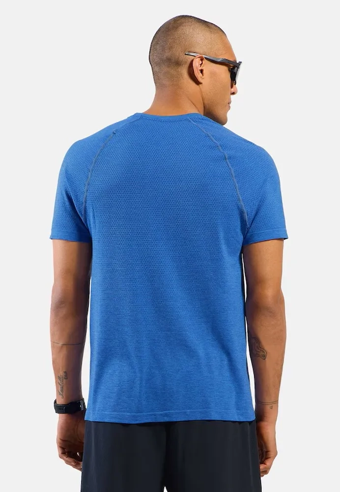 T-Shirt Essential Seamless Dazzling Blue Melange - Tee Shirt Mc | Odlo