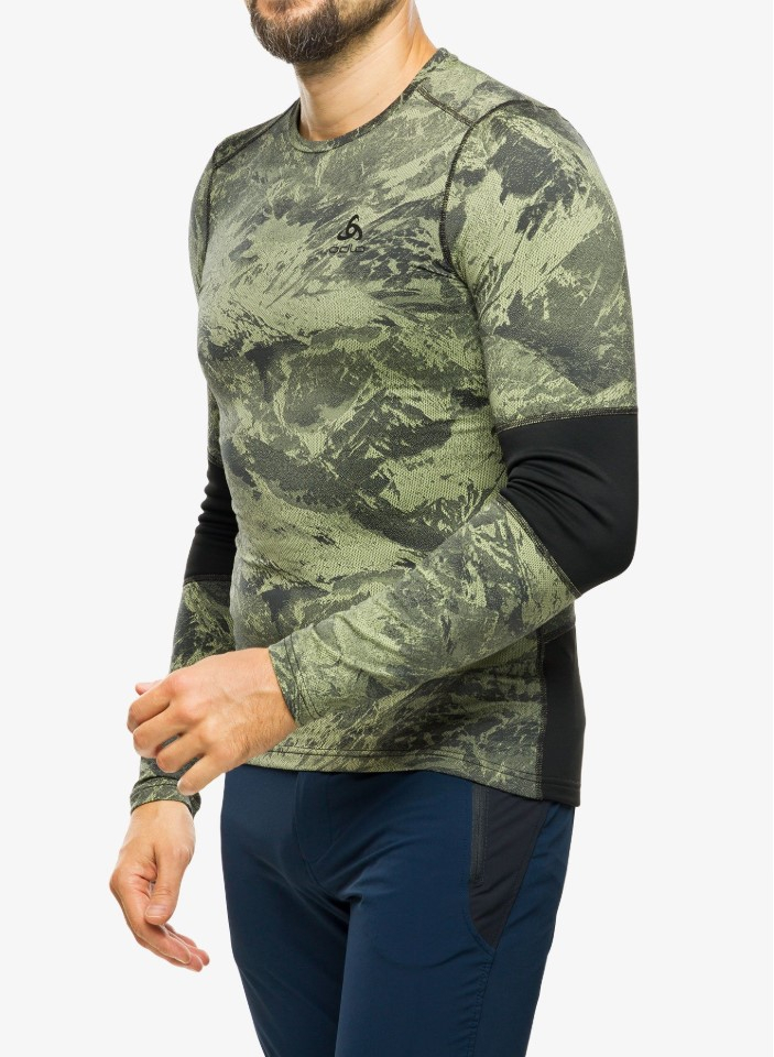 Whistler Eco Bl Top Crew Neck L/s Olivine Black - Tee Shirt Ml | Odlo