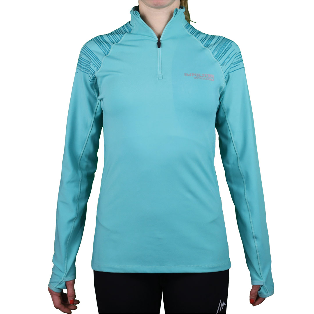 Ladies Fleece 1/2 Zip Top Trail+ Turquoise | Impulse Outdoor