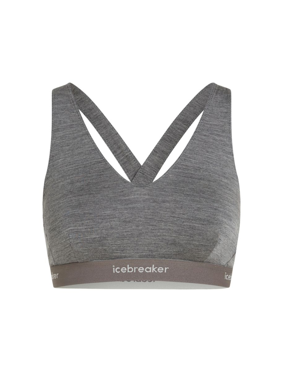 W Mer 125 Cool-lite Sprite Racerback Bra Gristone Heather | Icebreaker