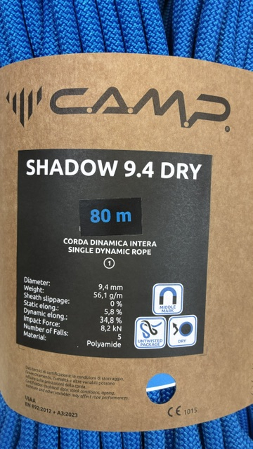 Shadow 9,4 Dry 80m Blue - Corde a Simple | Camp