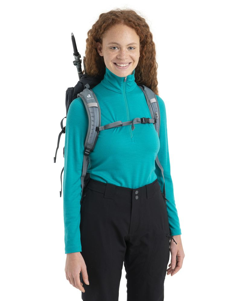 T-shirt Femme 200 Oasis Ls Half Zip Flux Green | Icebreaker