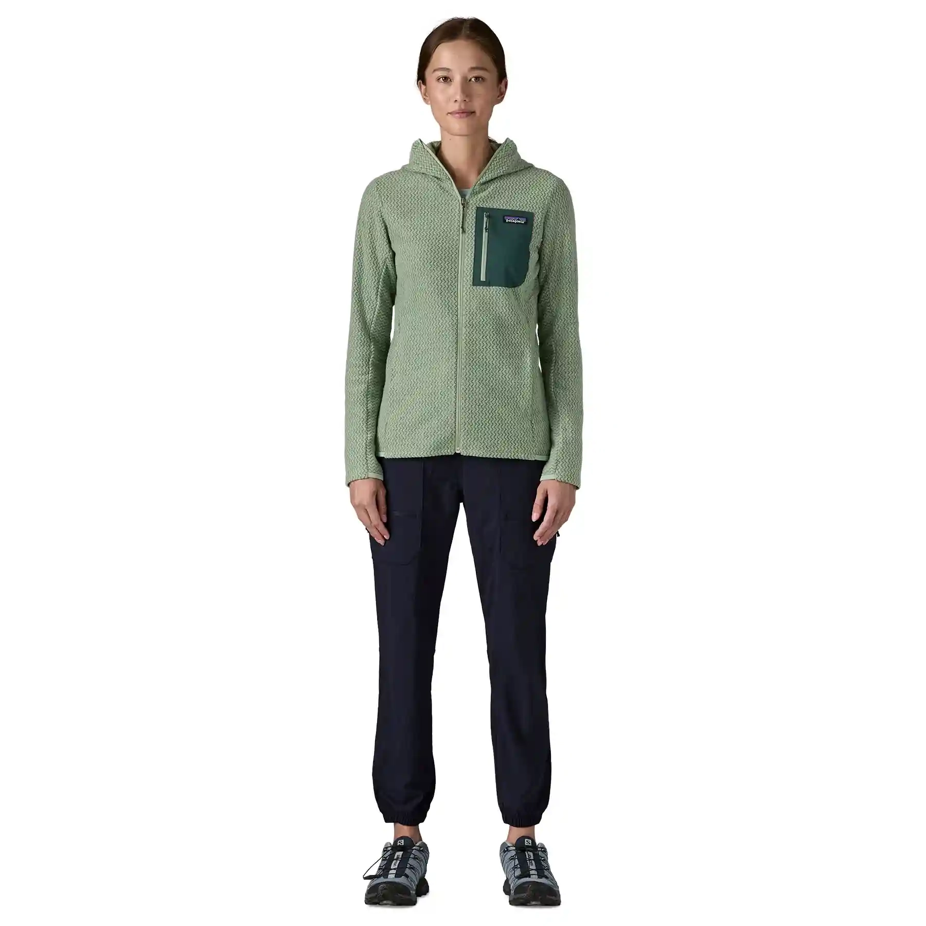 Veste Polaire A Capuche Femme R1 Air Ellwood Green | Patagonia