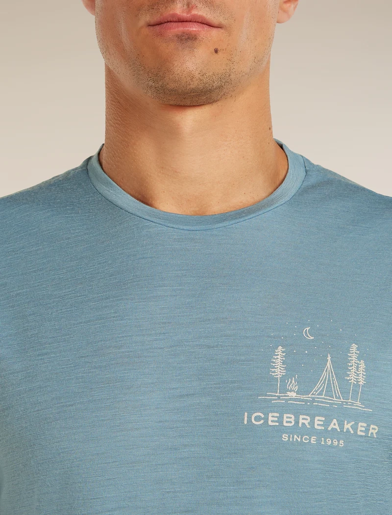 M Mer 150 Tech Lite Ss T-shirt Peaceful Pass Flint Blue - Tee Shirt Mc