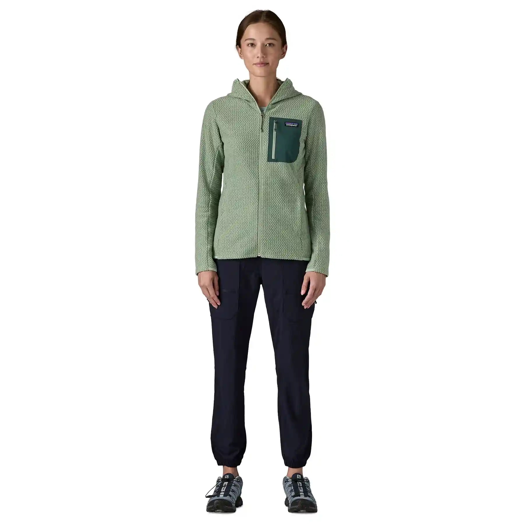 Veste Polaire A Capuche Femme R1 Air Ellwood Green | Patagonia