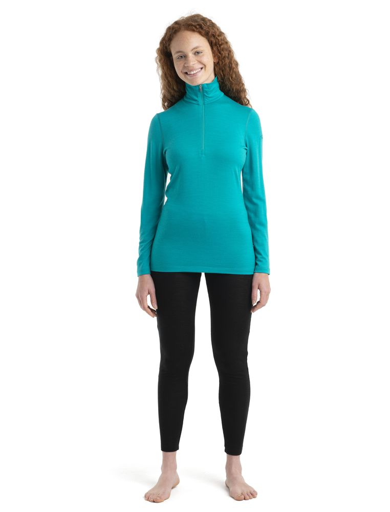T-shirt Femme 200 Oasis Ls Half Zip Flux Green | Icebreaker