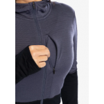Merino Icebreaker 200 Realfleece Descender LS ZIP H GRAPHITE/Noir Femme
