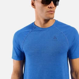 T-Shirt Essential Seamless Dazzling Blue Melange - Tee Shirt Mc | Odlo
