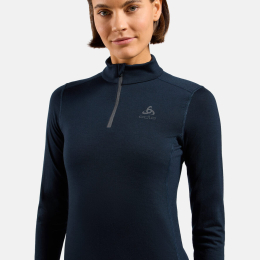 T-Shirt Femme Merino 200 1/2 Zip Dark Sapphire - Tee Shirt Ml | Odlo