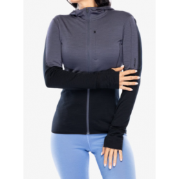 Merino Icebreaker 200 Realfleece Descender LS ZIP H GRAPHITE/Noir Femme